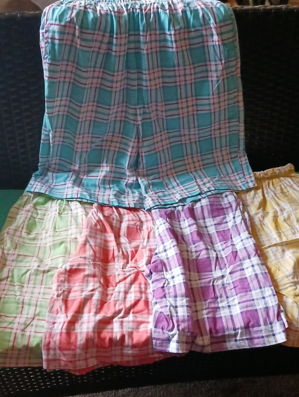 Colorful Plaid Cotton Short Bundle - Multicolor